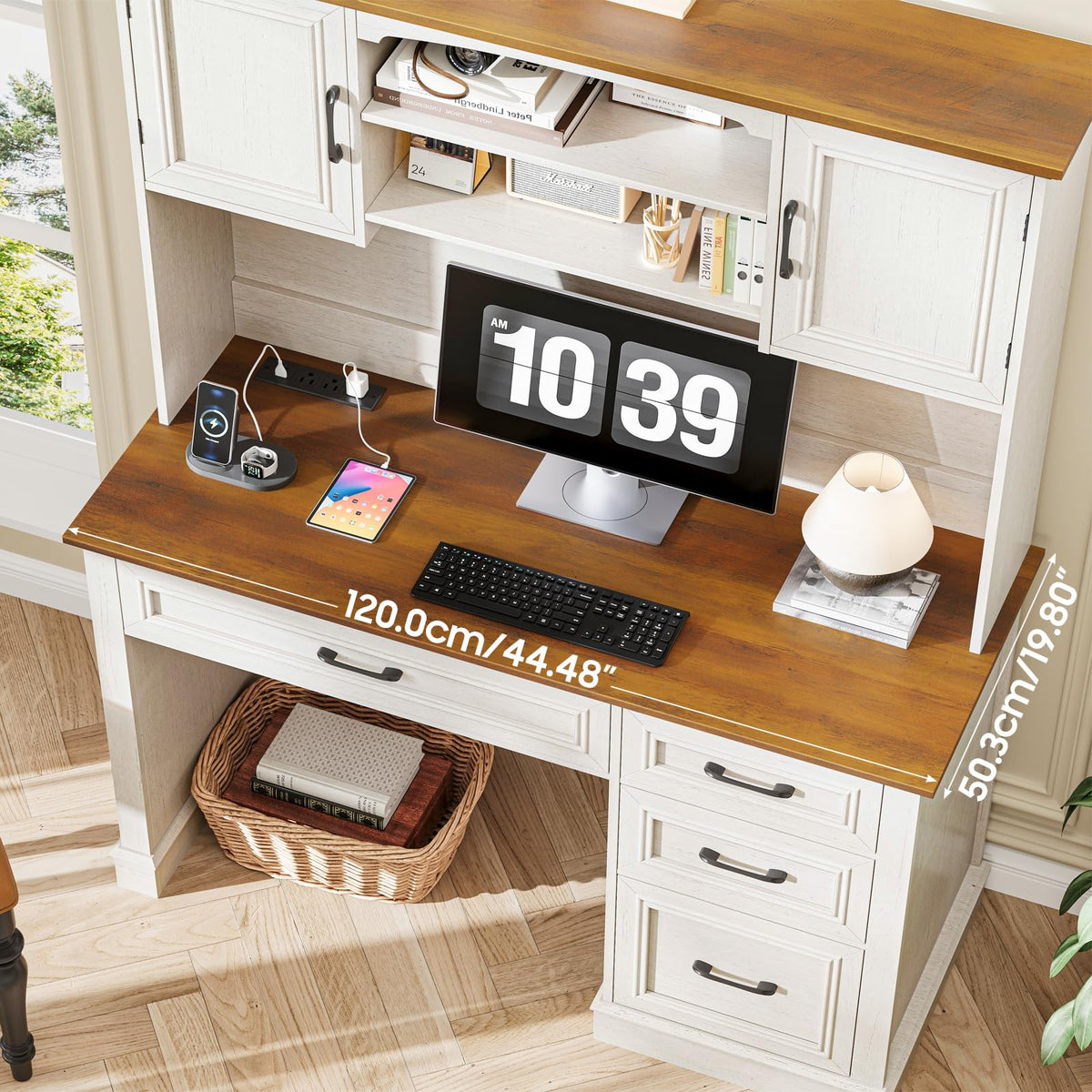67" Executive Desk with Hutch and Charging Station O194