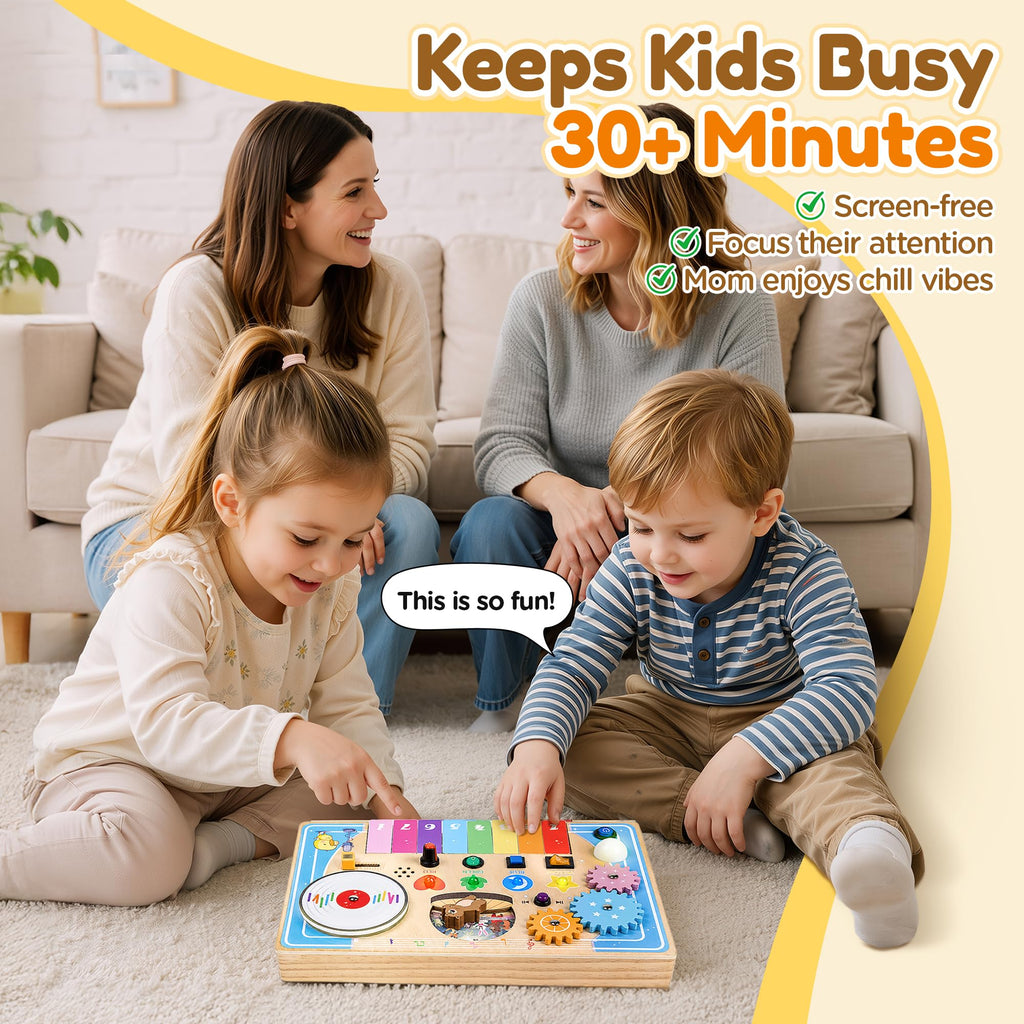 Wooden Montessori Busy Board with Piano Keyboard H650