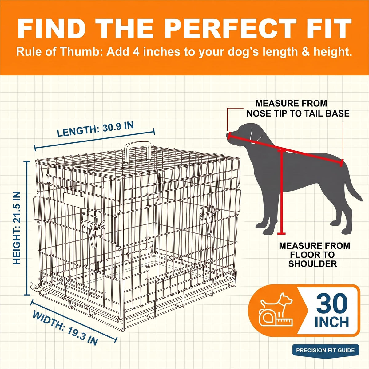 30-Inch Double Door Folding Metal Dog Crate Y90906