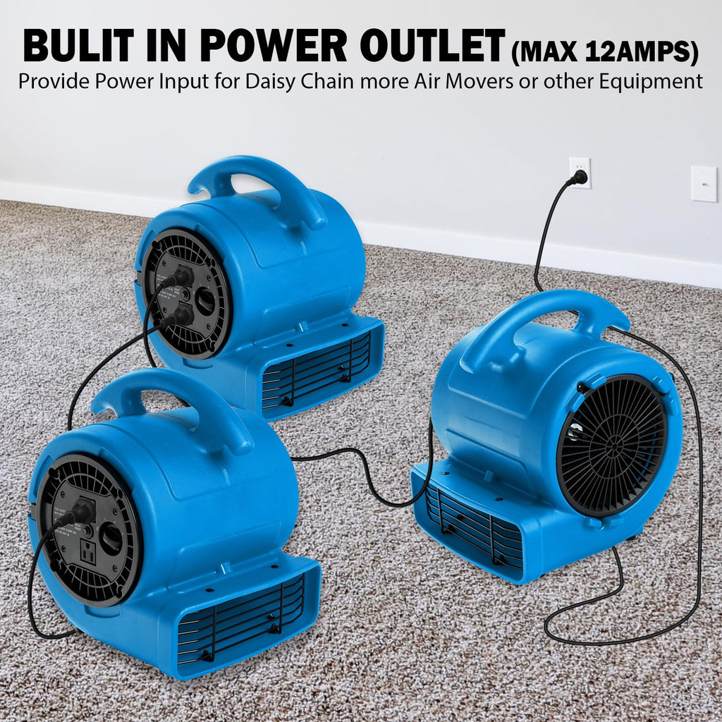 1/5hp 800cfm 3-Speed Air Mover Blower Fan with Dual Outlet Y8056