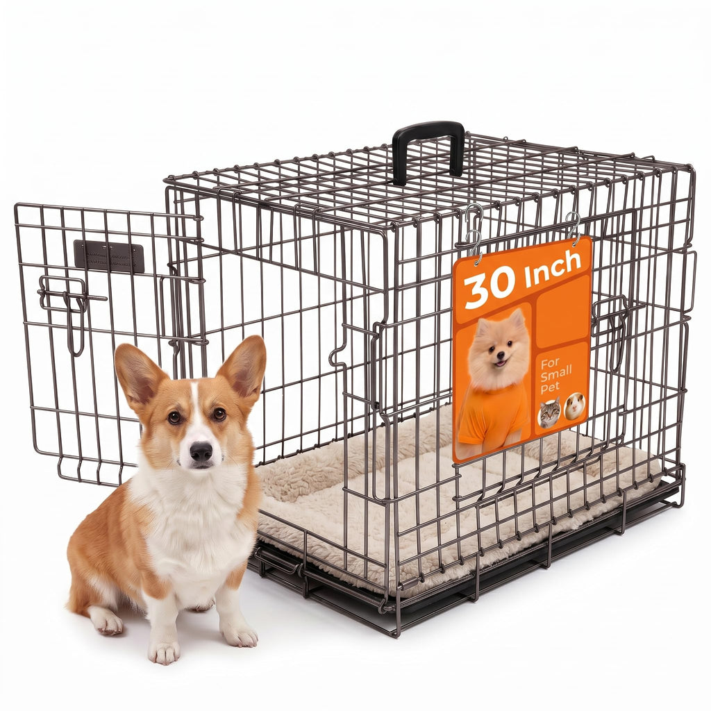 30-Inch Double Door Folding Metal Dog Crate Y90906