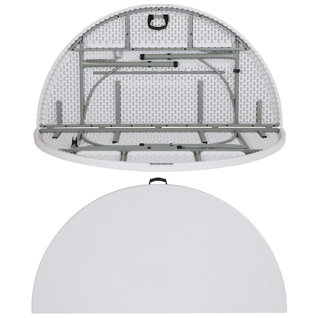 6-Foot Round Bi-Fold Granite White Plastic Folding Table U124608