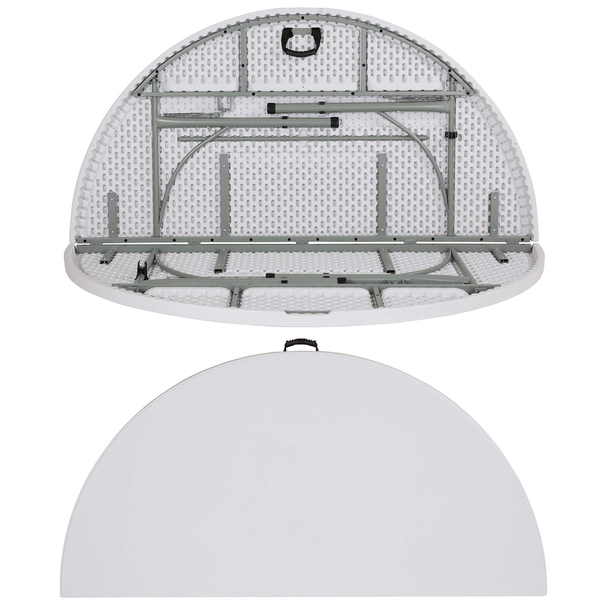 6-Foot Round Bi-Fold Granite White Plastic Folding Table U124608