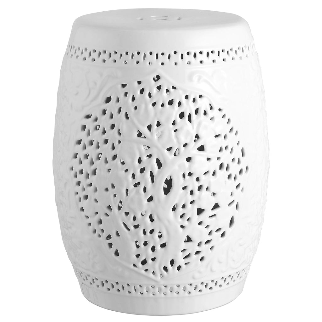 White Ceramic Garden Stool U359