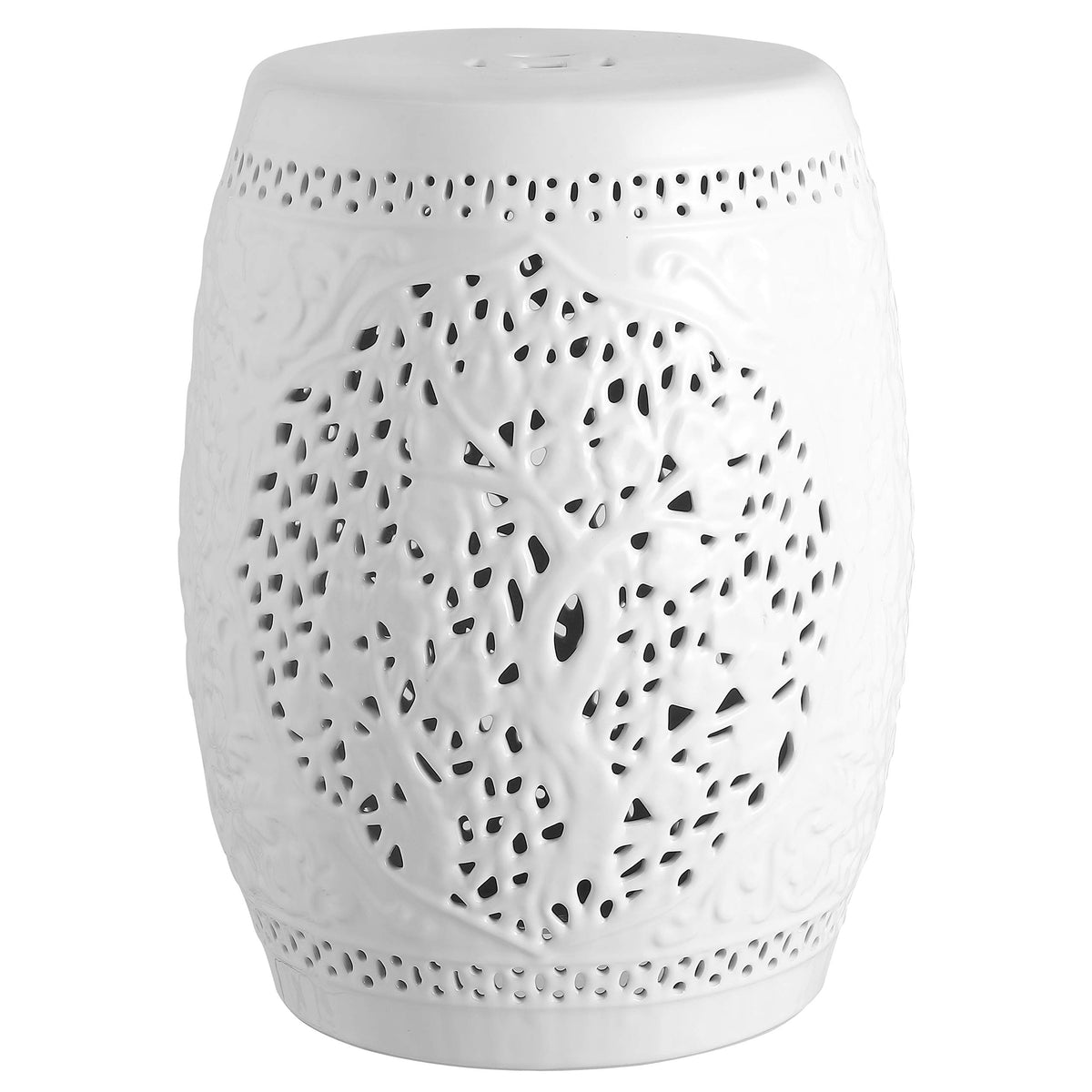 White Ceramic Garden Stool U359