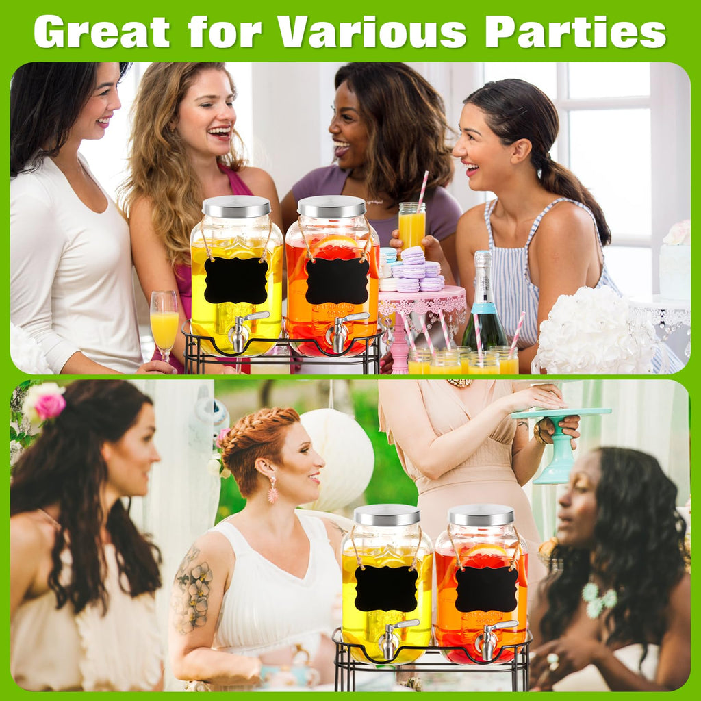 2 Pack 1 Gallon Glass Drink Dispenser with Stand Q235500