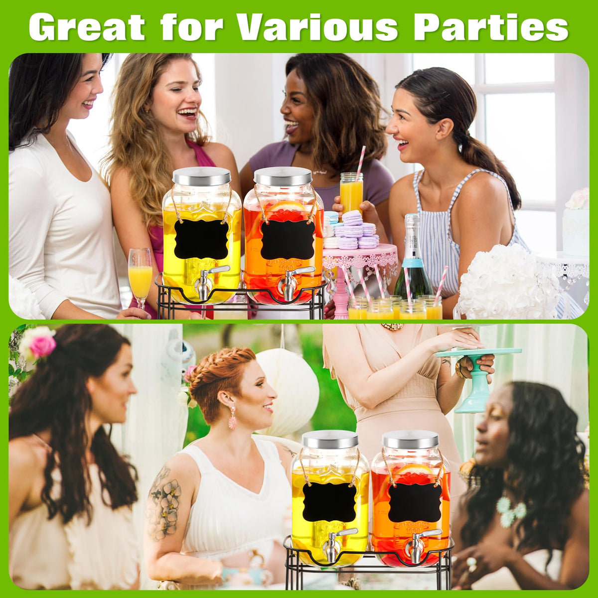 2 Pack 1 Gallon Glass Drink Dispenser with Stand Q235500
