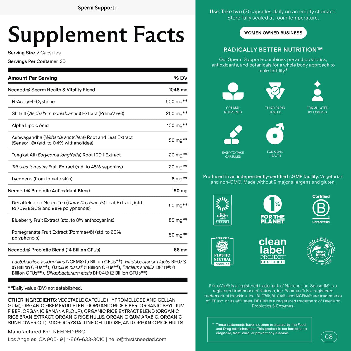 Sperm Support 60 Capsules G17884