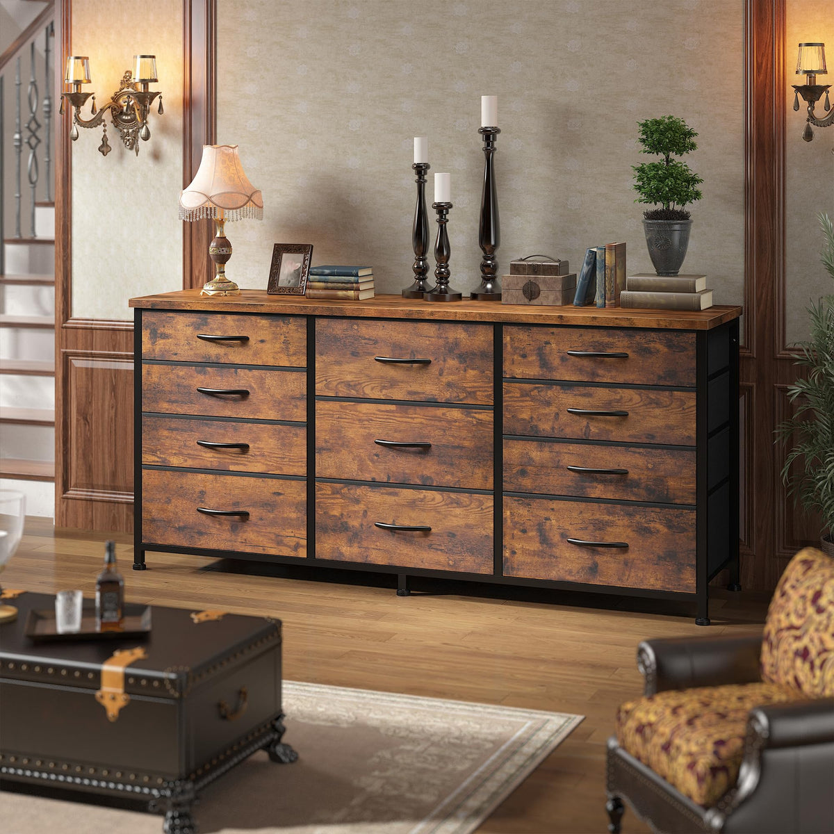 47.2"W Long Dresser with 11 Fabric Drawers G237
