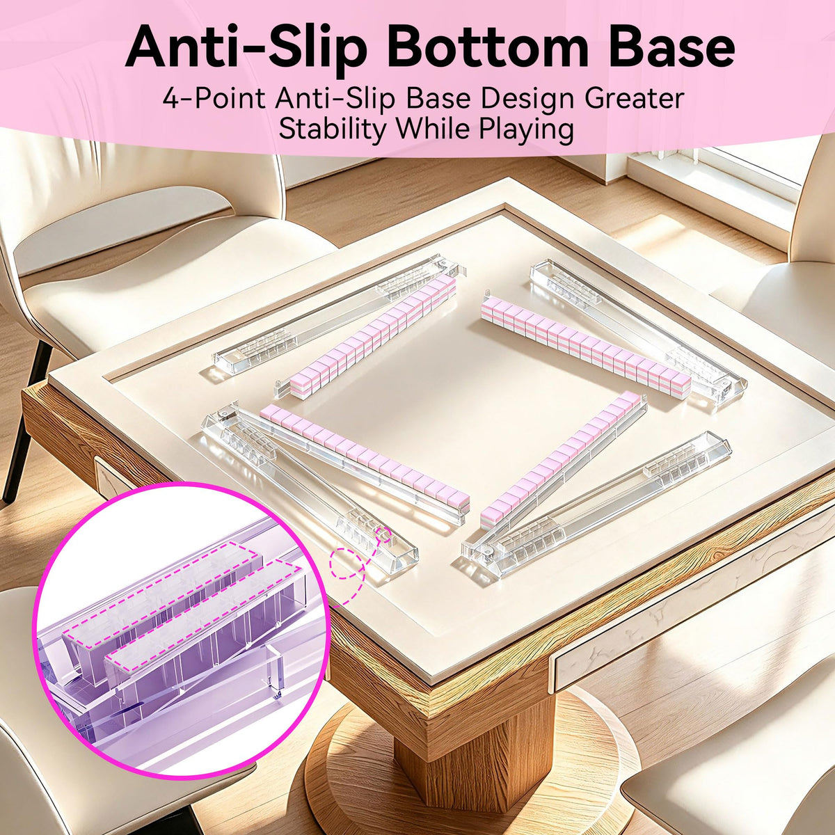 Set of 4 Clear Acrylic Mahjong Racks with Pushers H969880