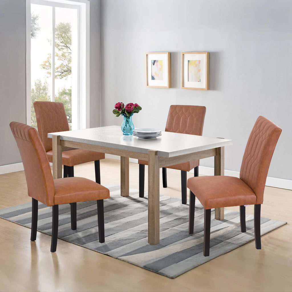Upholstered Dining Chairs Set of 2 PU Leather Brown W1072