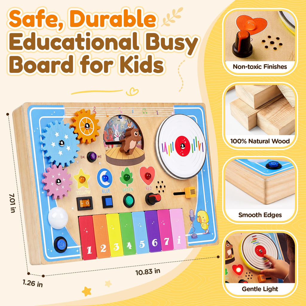 Wooden Montessori Busy Board with Piano Keyboard H650