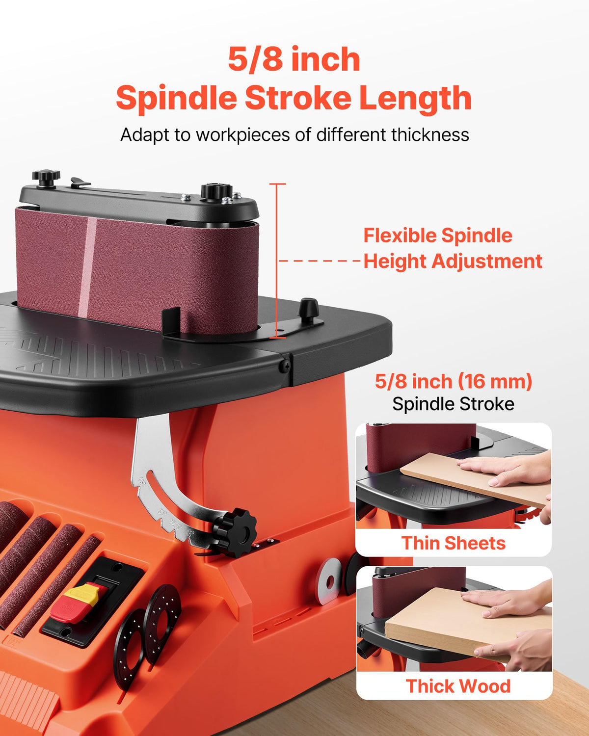 Oscillating Belt and Spindle Sander, 2400RPM Benchtop with 5 Sleeves & Sanding Belt F16959