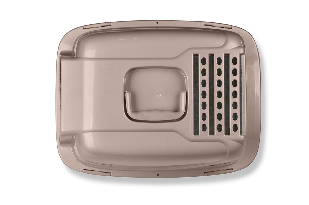 Large Enclosed Sifting Cat Pan with Odor Door, Hooded, Beige M8970