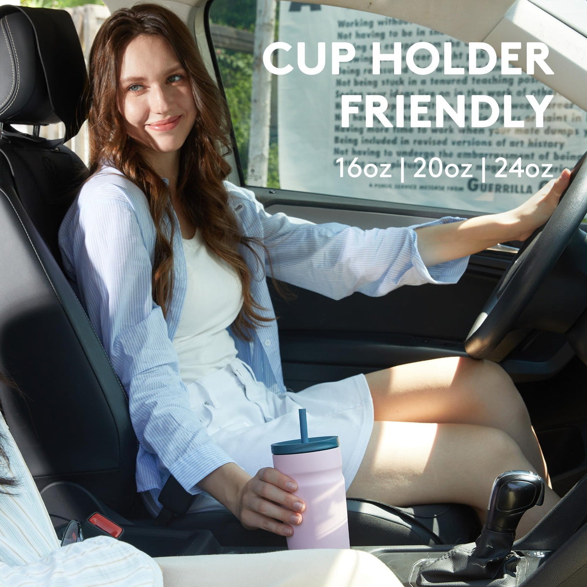 20oz Insulated Stainless Steel Tumbler with Lid and Straw E5097
