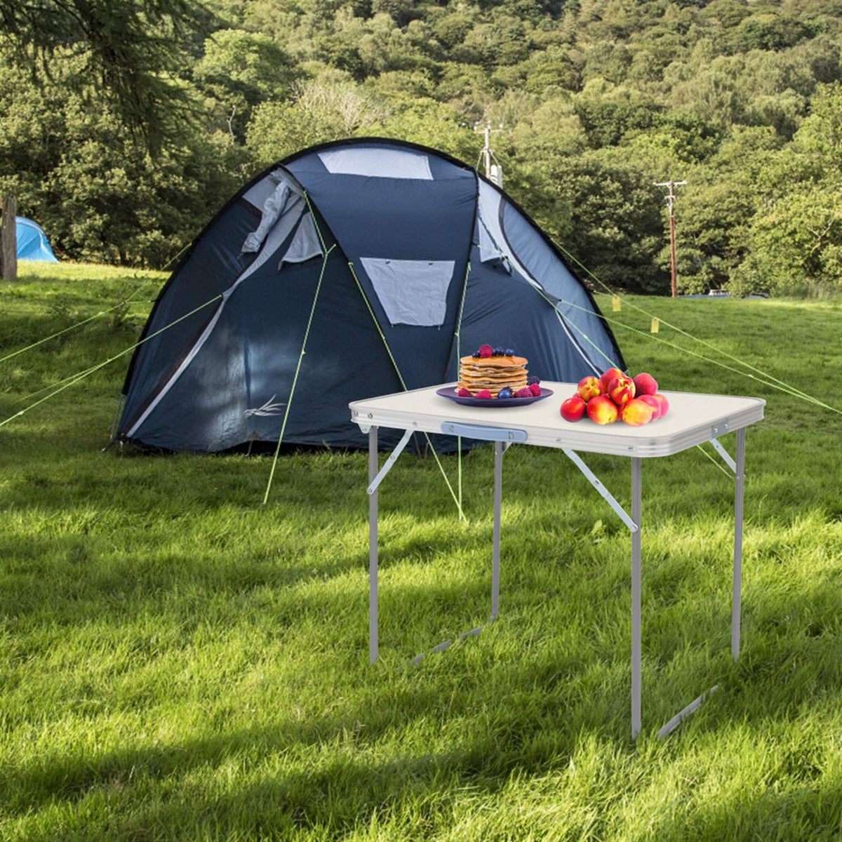 Portable Folding Camping Table, Aluminum Lightweight Adjustable Height Table W8069