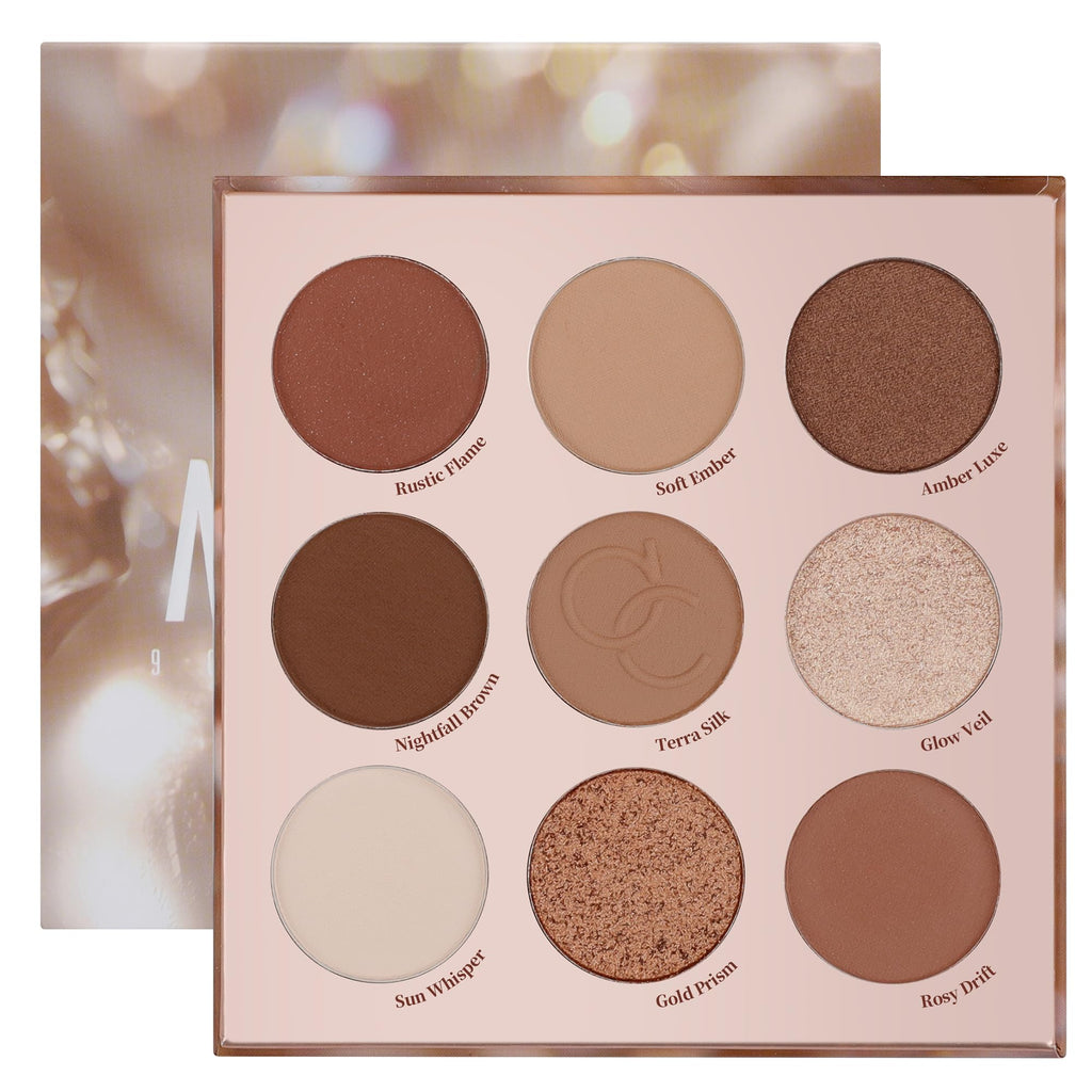 9 Colors Brown & Copper Eyeshadow Palette with Matte & Shimmer Finishes J107278