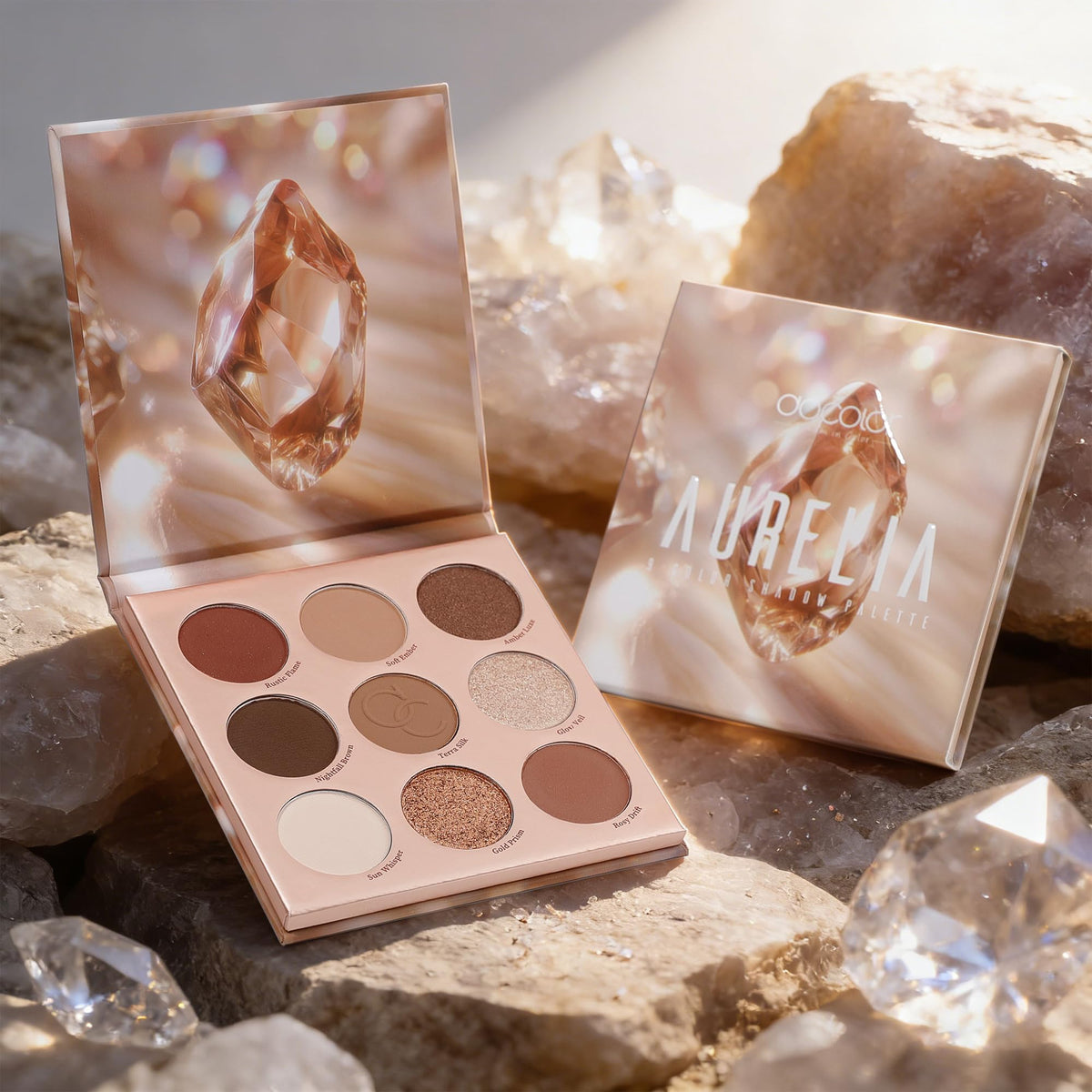 9 Colors Brown & Copper Eyeshadow Palette with Matte & Shimmer Finishes J107278