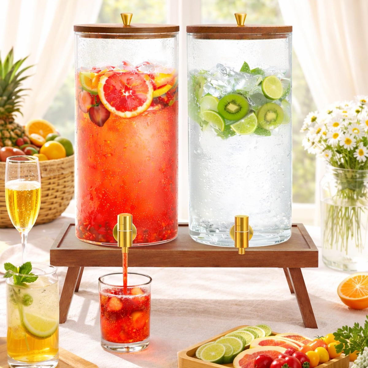 2PCS 1.5 Gallons Glass Drink Dispenser with Spout X601873