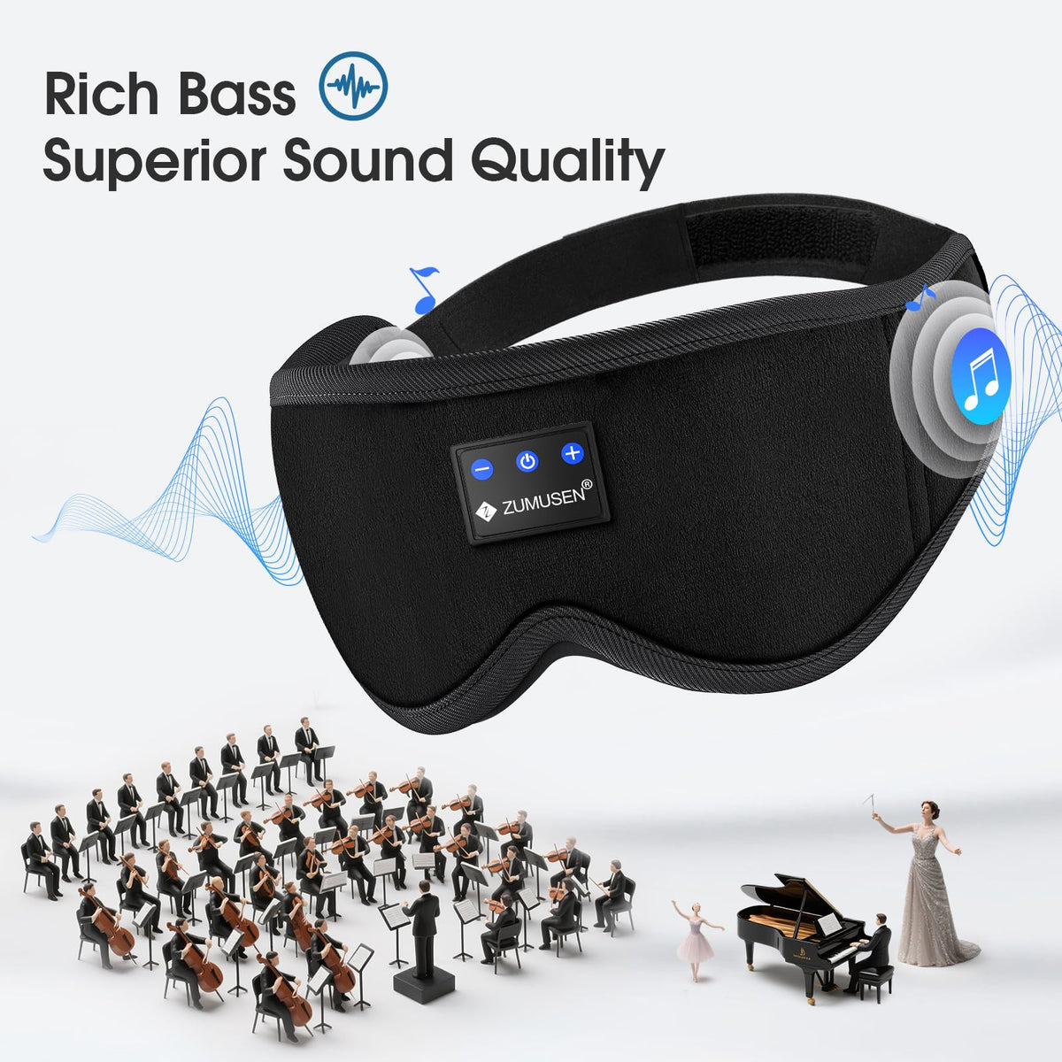 Bluetooth Sleep Headphones Mask with 3D Stereo Speakers J5213