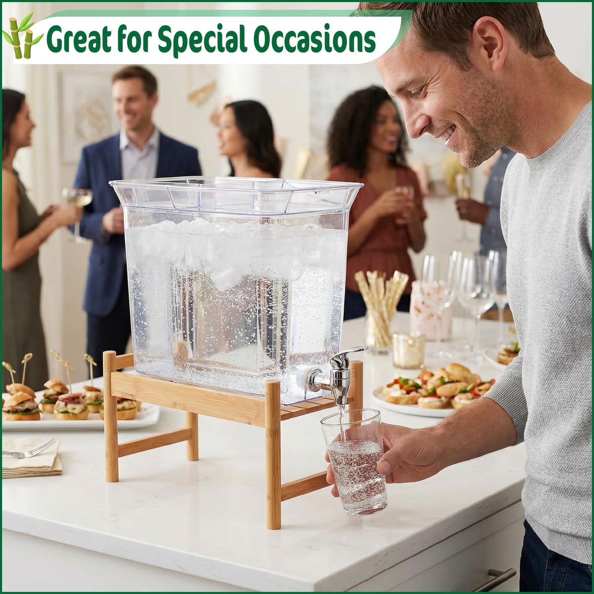 Bamboo Water Dispenser Stand M376957