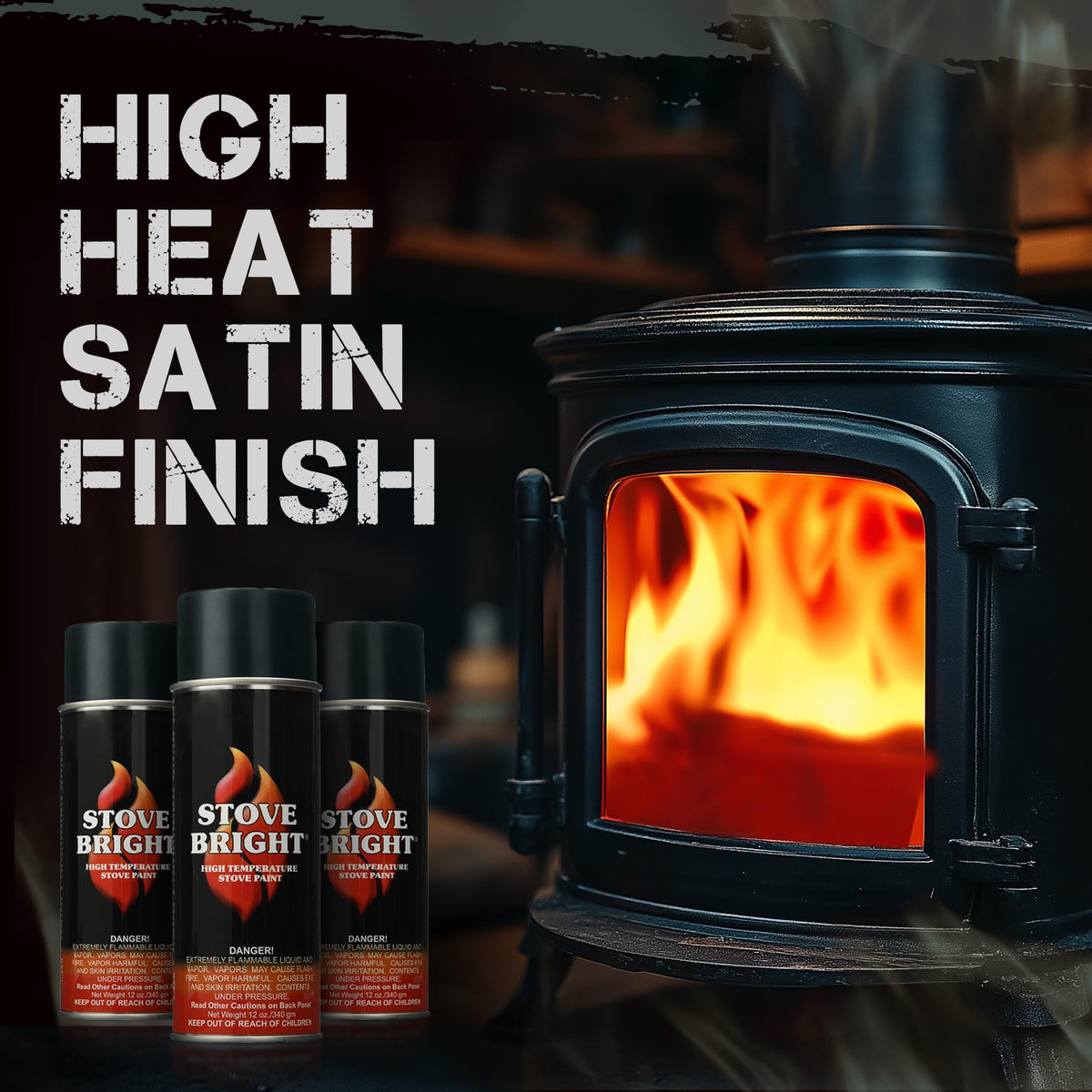 High Heat Resistant Satin Charcoal Black Spray Paint 12oz Can Q829