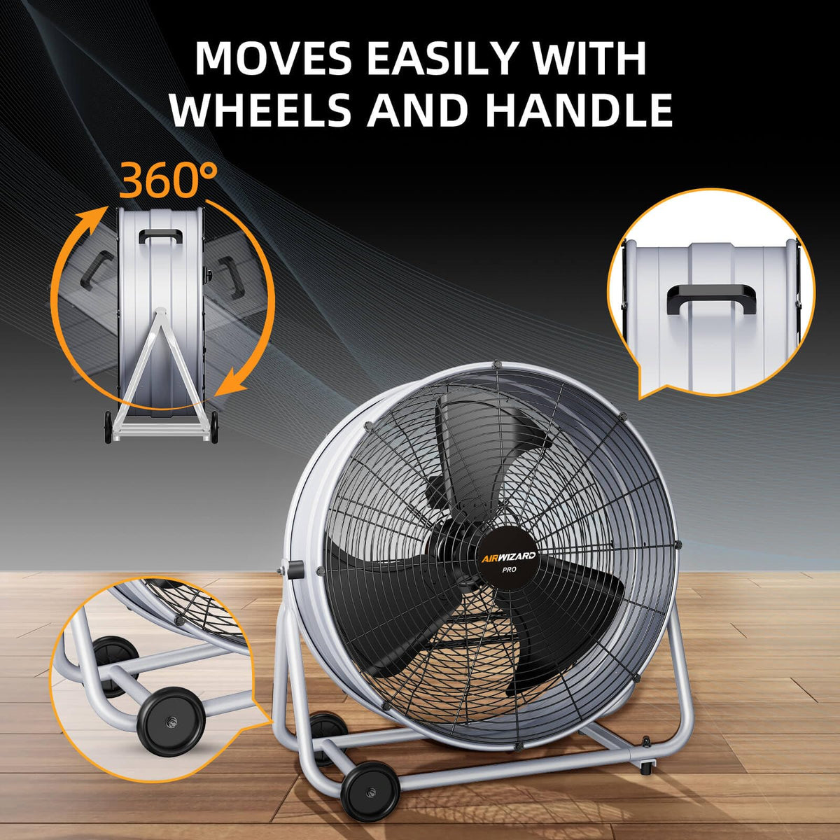 24 inch 300W High Velocity Metal Floor Fan D27439
