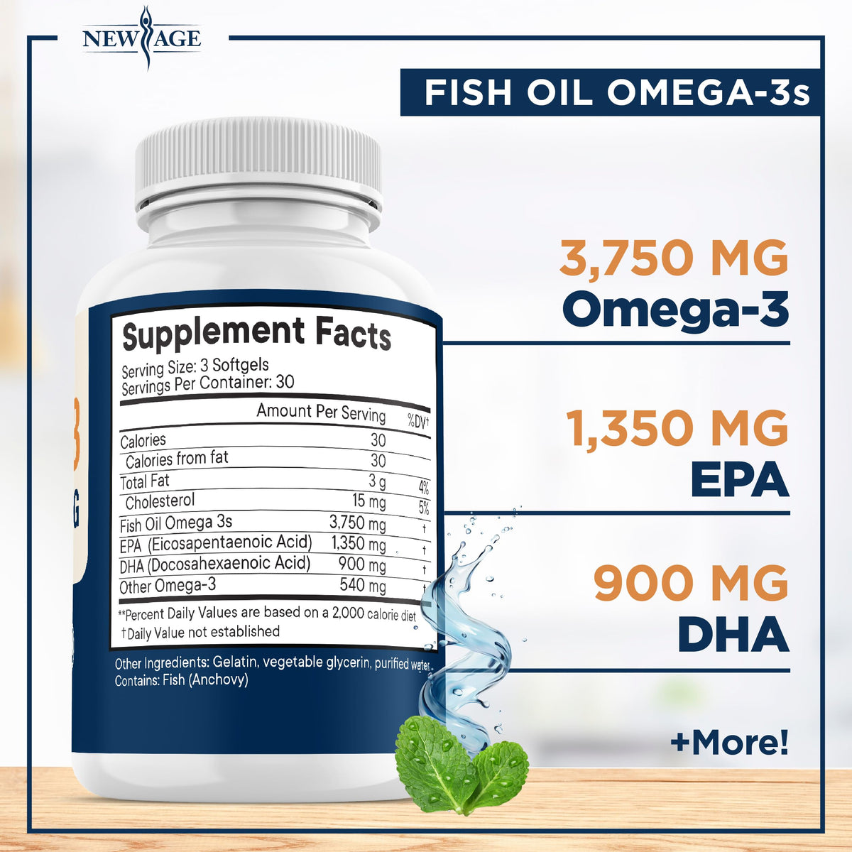 Triple Strength Omega 3 Fish Oil 3750 mg EPA & DHA 180 Count N338792