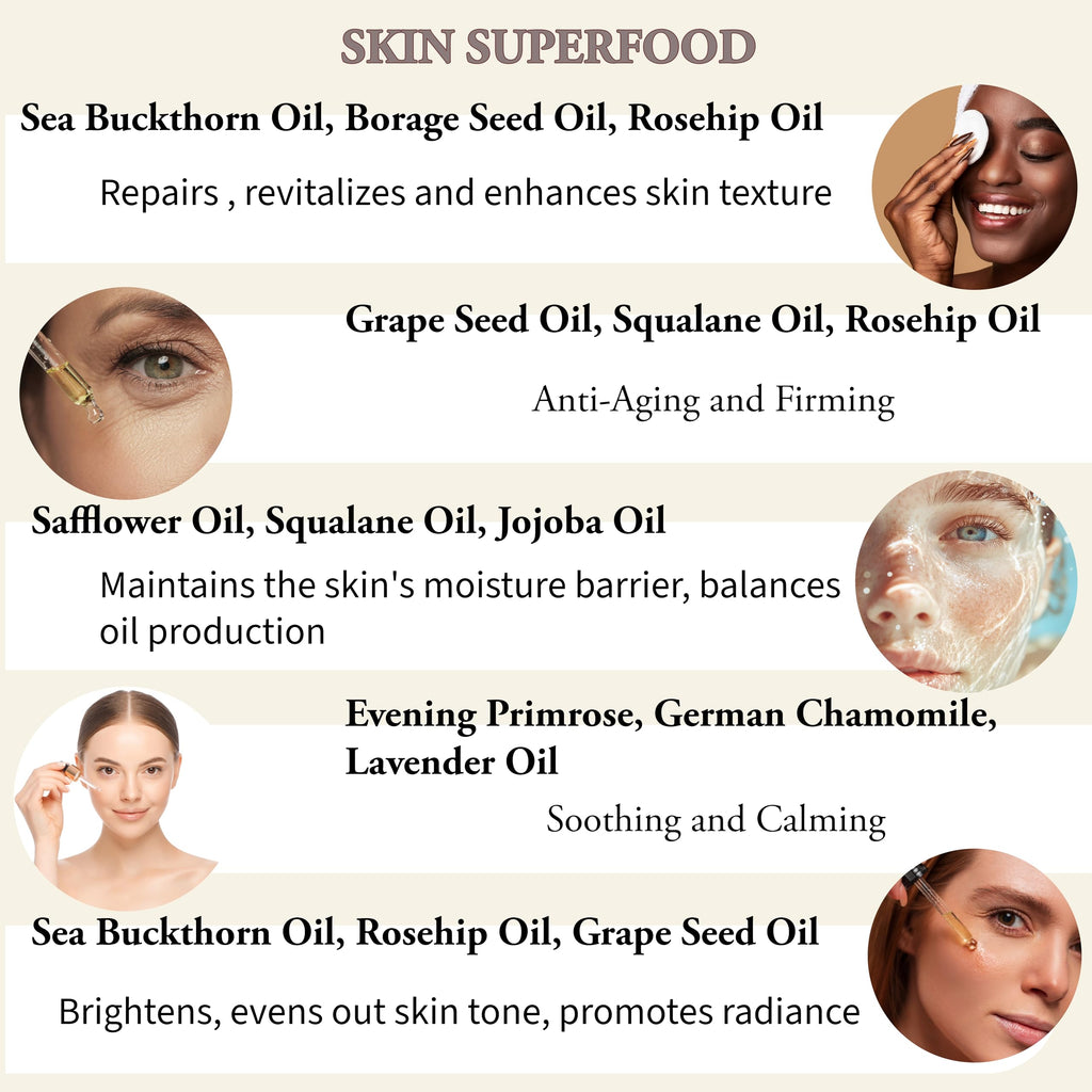 Organic Anti Aging Facial Oil with Sea Buckthorn, Jojoba, Squalane & Lavender 1oz F80751