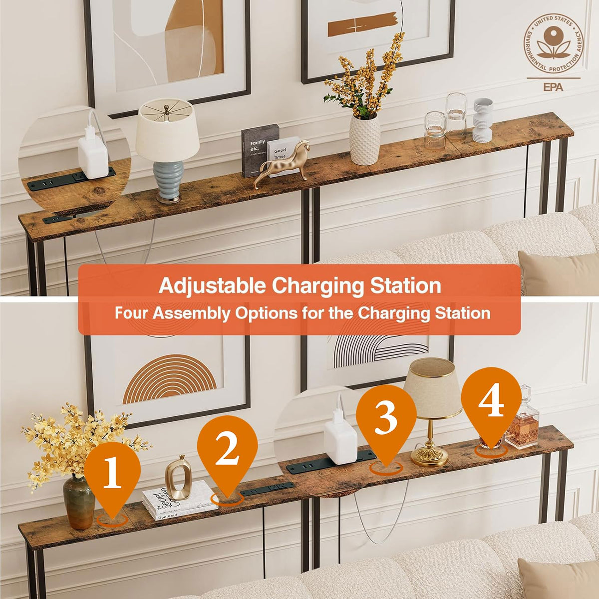 78" Narrow Console Sofa Table with Power Outlets & 2 USB Ports N953086