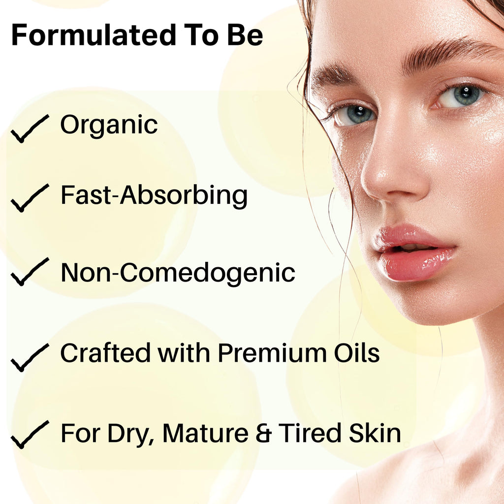 Organic Anti Aging Facial Oil with Sea Buckthorn, Jojoba, Squalane & Lavender 1oz F80751