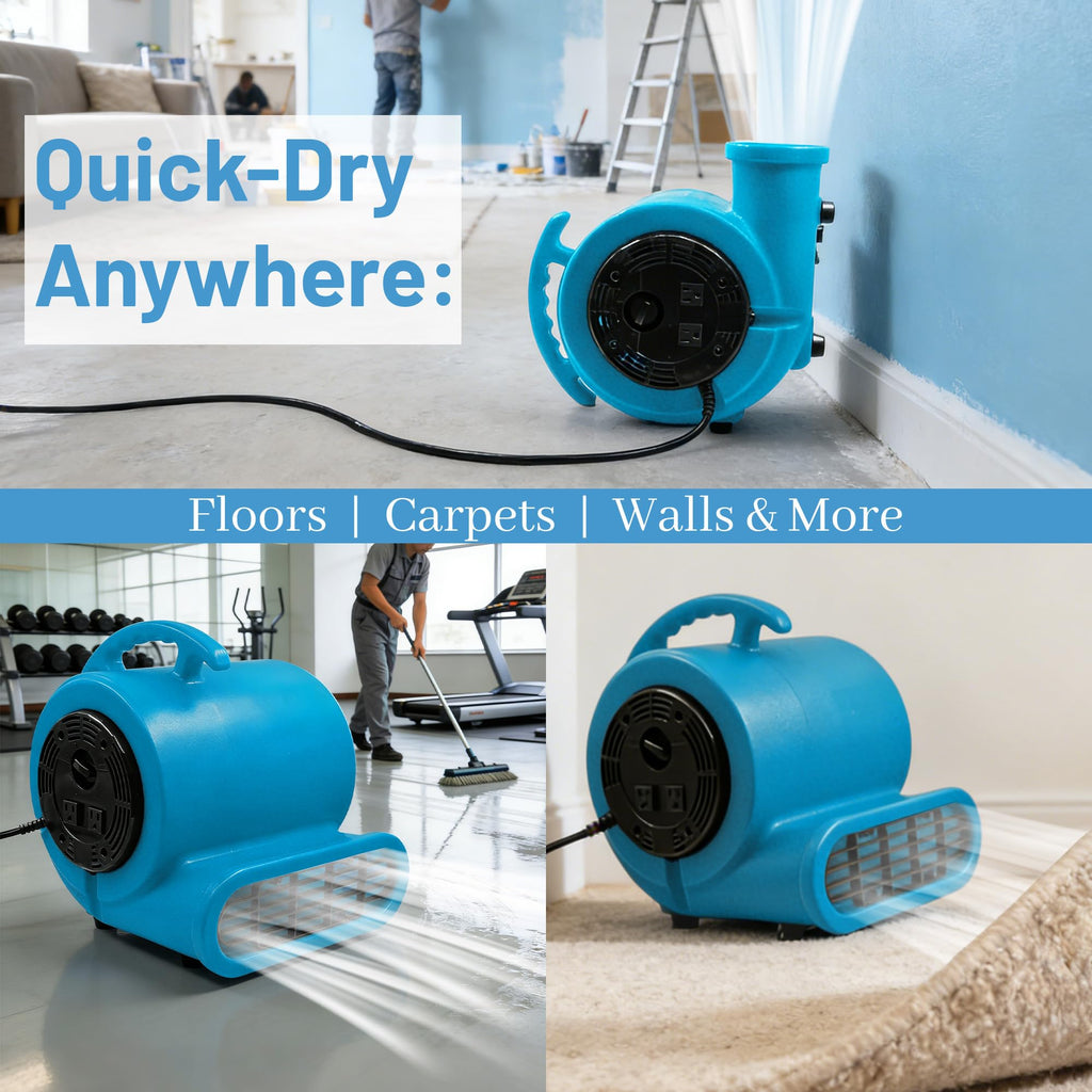 Light Blue 2500 CFM 3-Speed Floor Dryer R49726