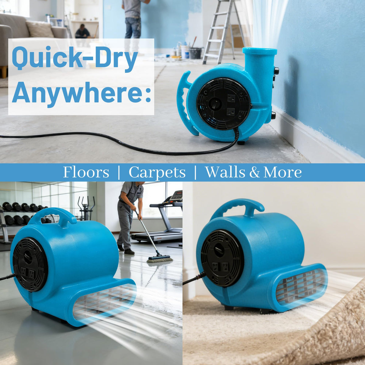 Light Blue 2500 CFM 3-Speed Floor Dryer R49726