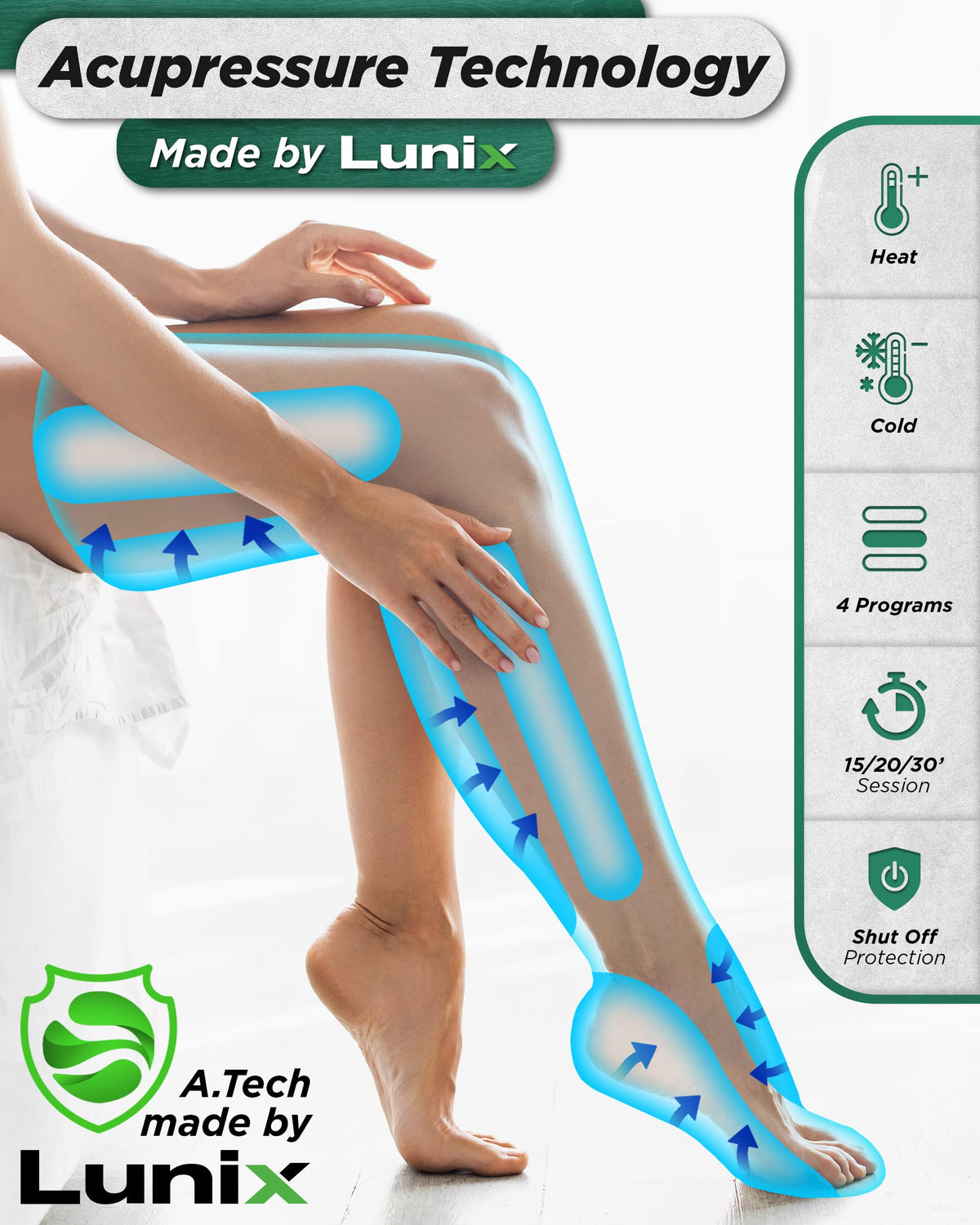 Cordless Compression Leg Massager with Heat & Cold Therapy P773853