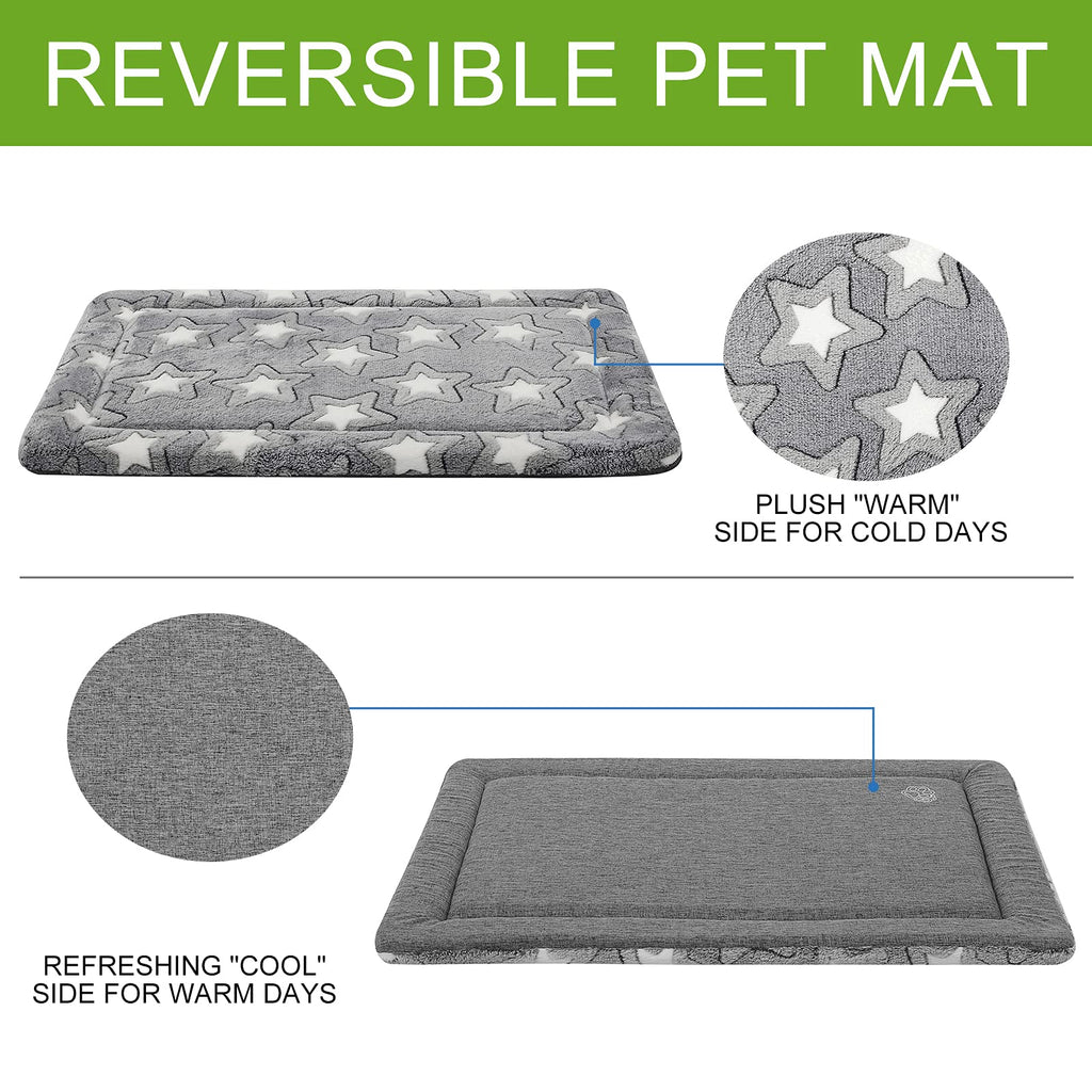 30"x20" Star Pattern Grey Dog Crate Pad E552