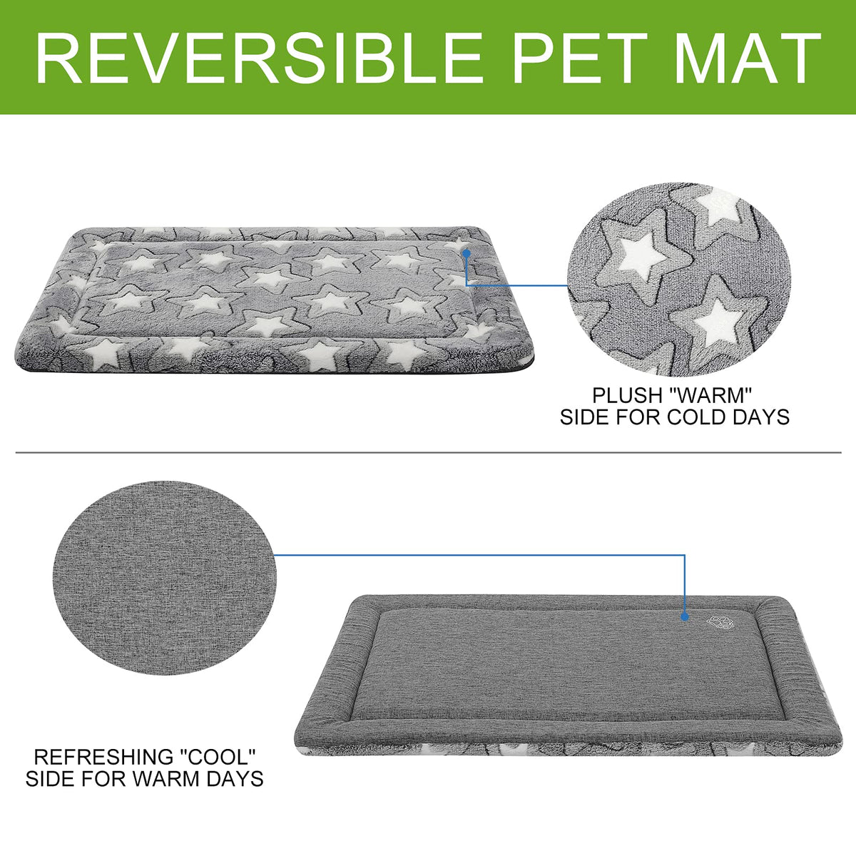 30"x20" Star Pattern Grey Dog Crate Pad E552