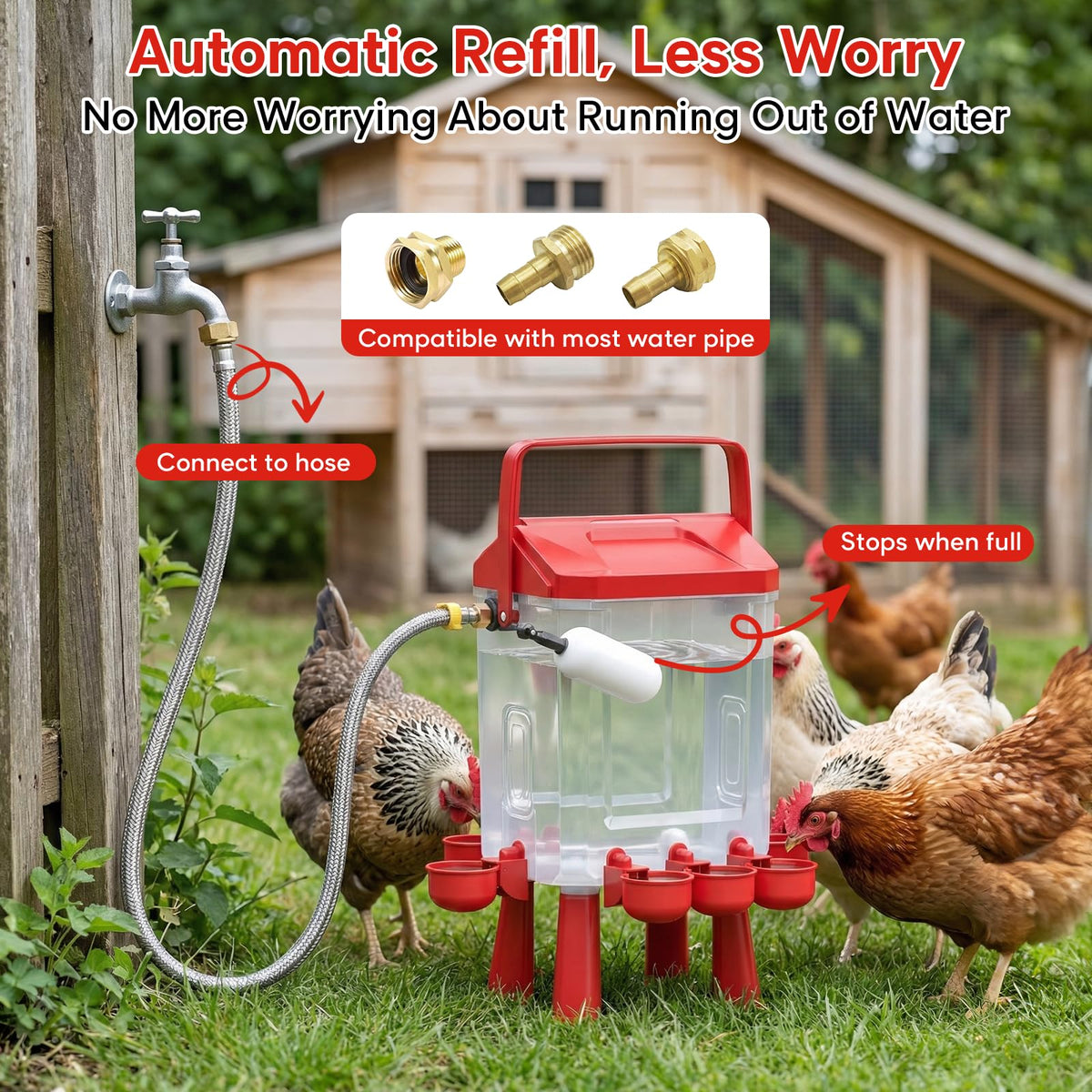 Automatic Chicken Waterer 3 Gallons with Float Valve Z144