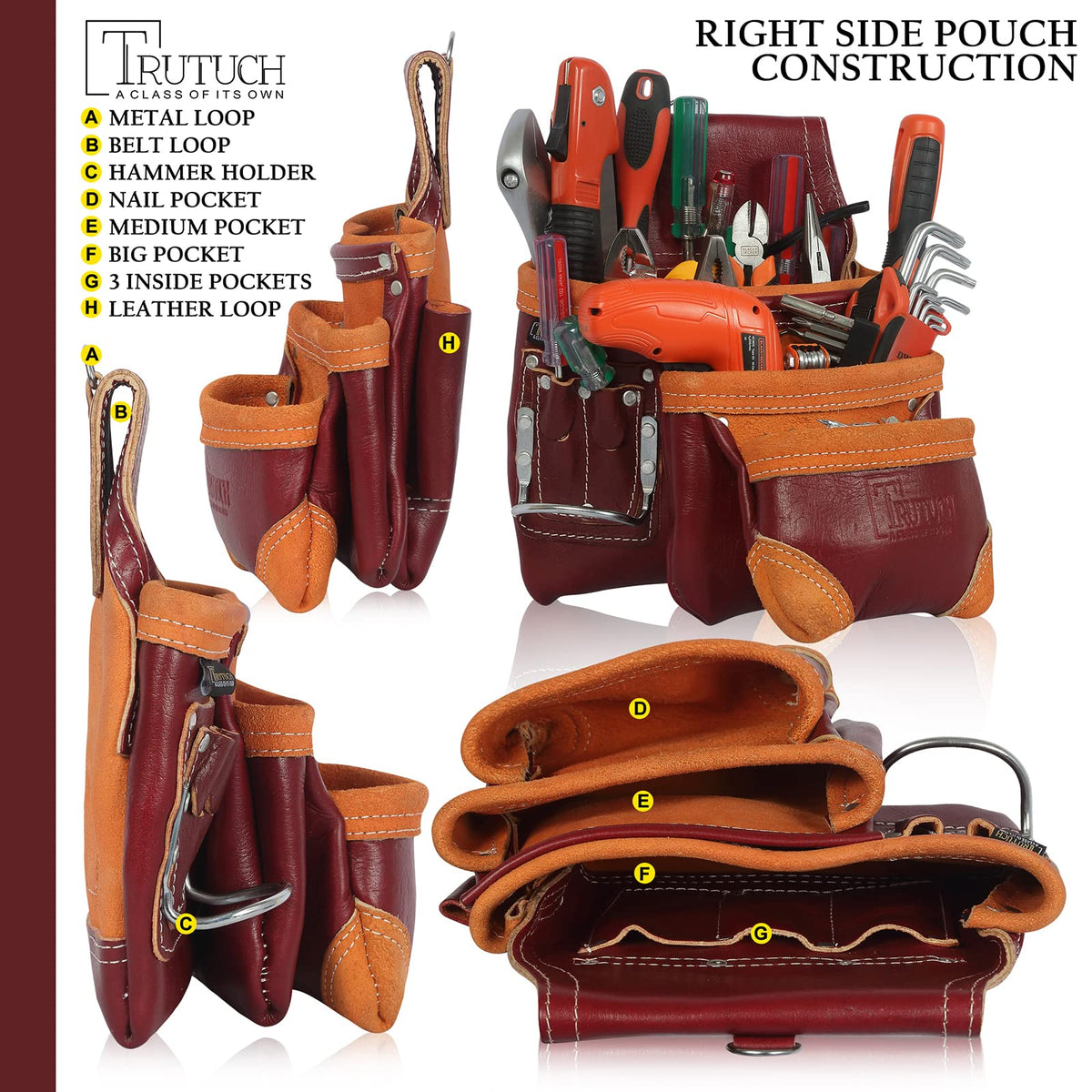 Maroon Leather Tool Belt U256