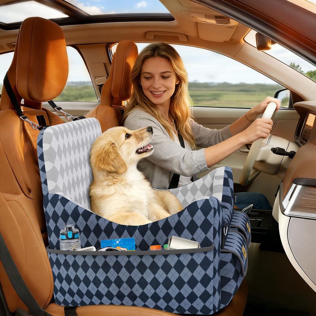 Memory Foam Dog Booster Seat with Safety Belt C7354