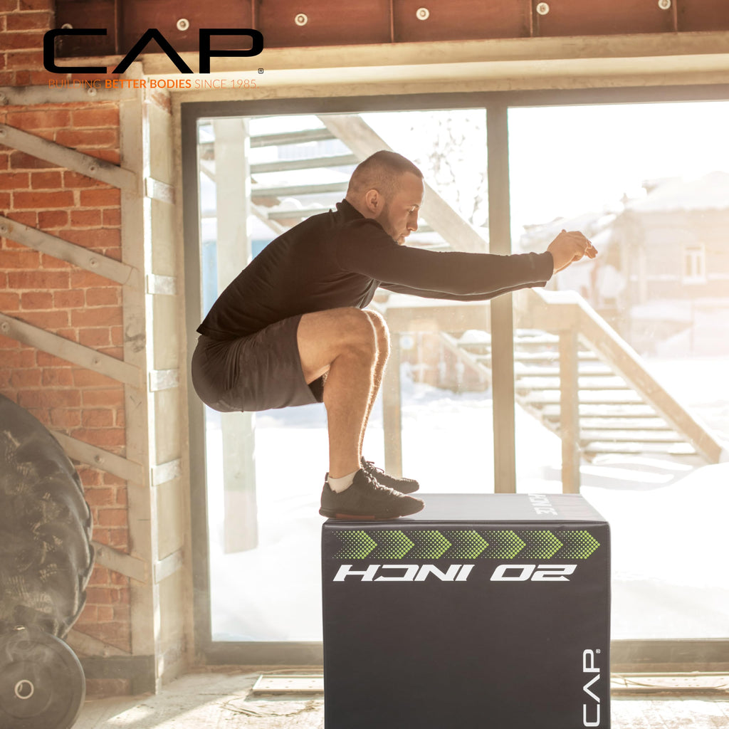 3-in-1 Foam Plyometric Jump Box, 20/24/28-Inch Heights, Black L95159