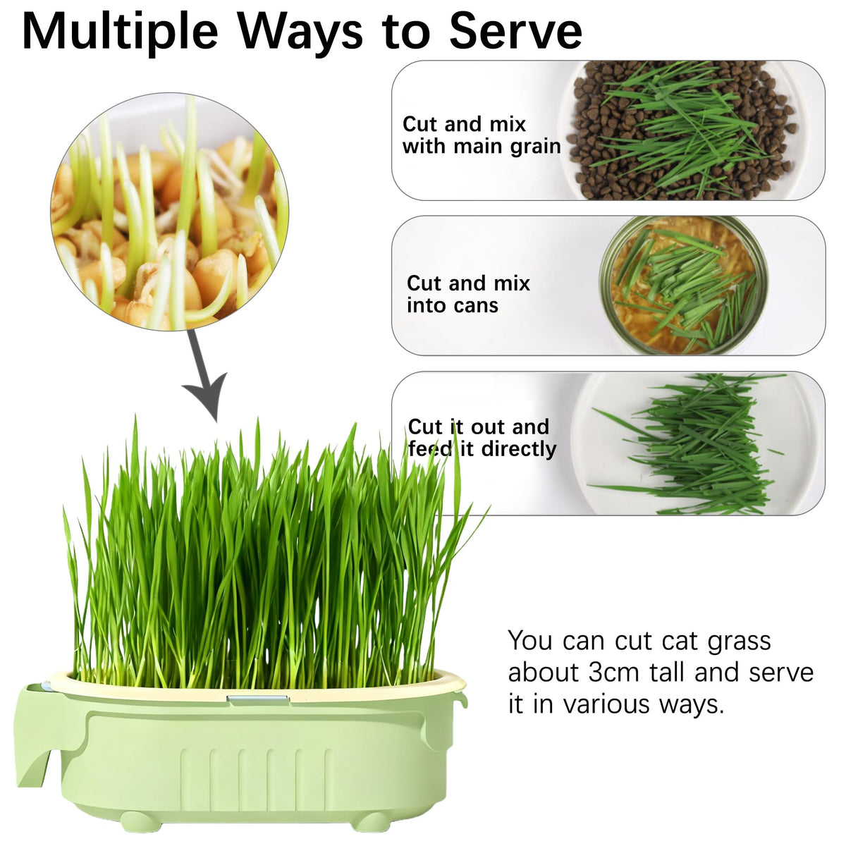 Hydroponic Cat Grass Growing Kit with Germination Tray S1128