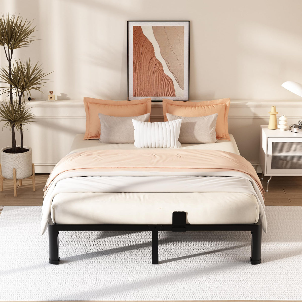 10 Inch Queen Metal Bed Frame with Headboard T522732