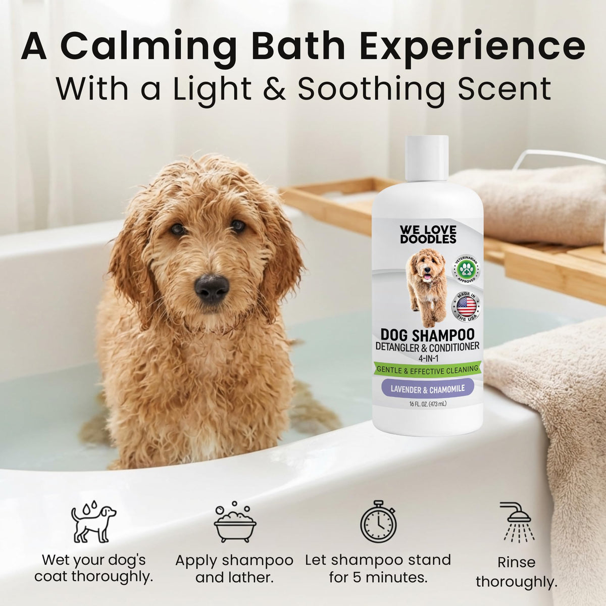 Hypoallergenic Tearless Dog Shampoo, Conditioner & Detangler 16OZ R86282