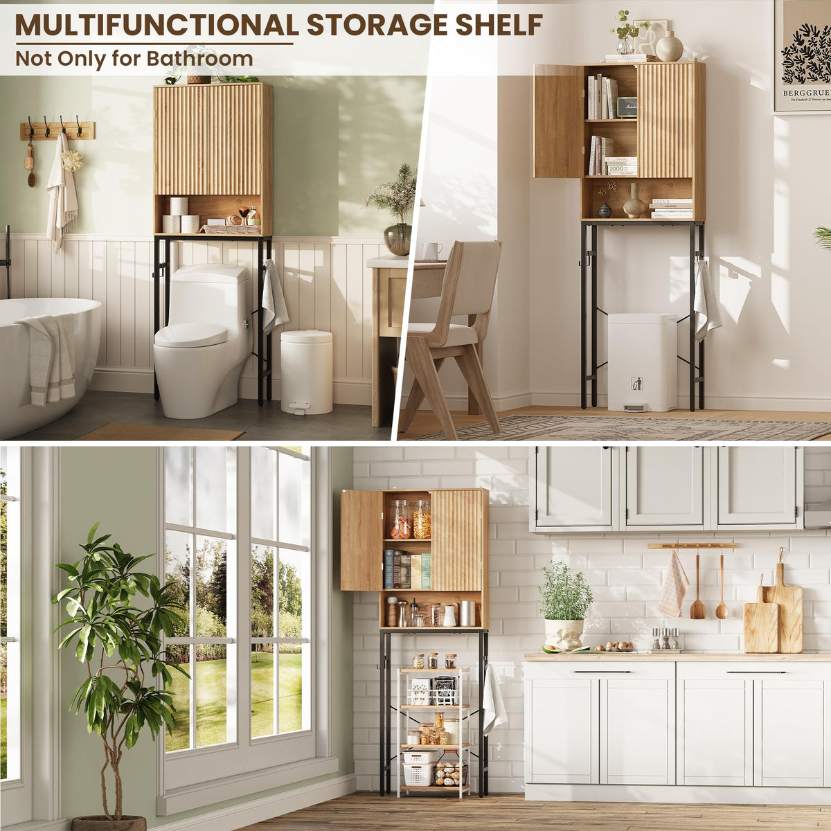 Freestanding Tall Wood Over The Toilet Storage Cabinet D291