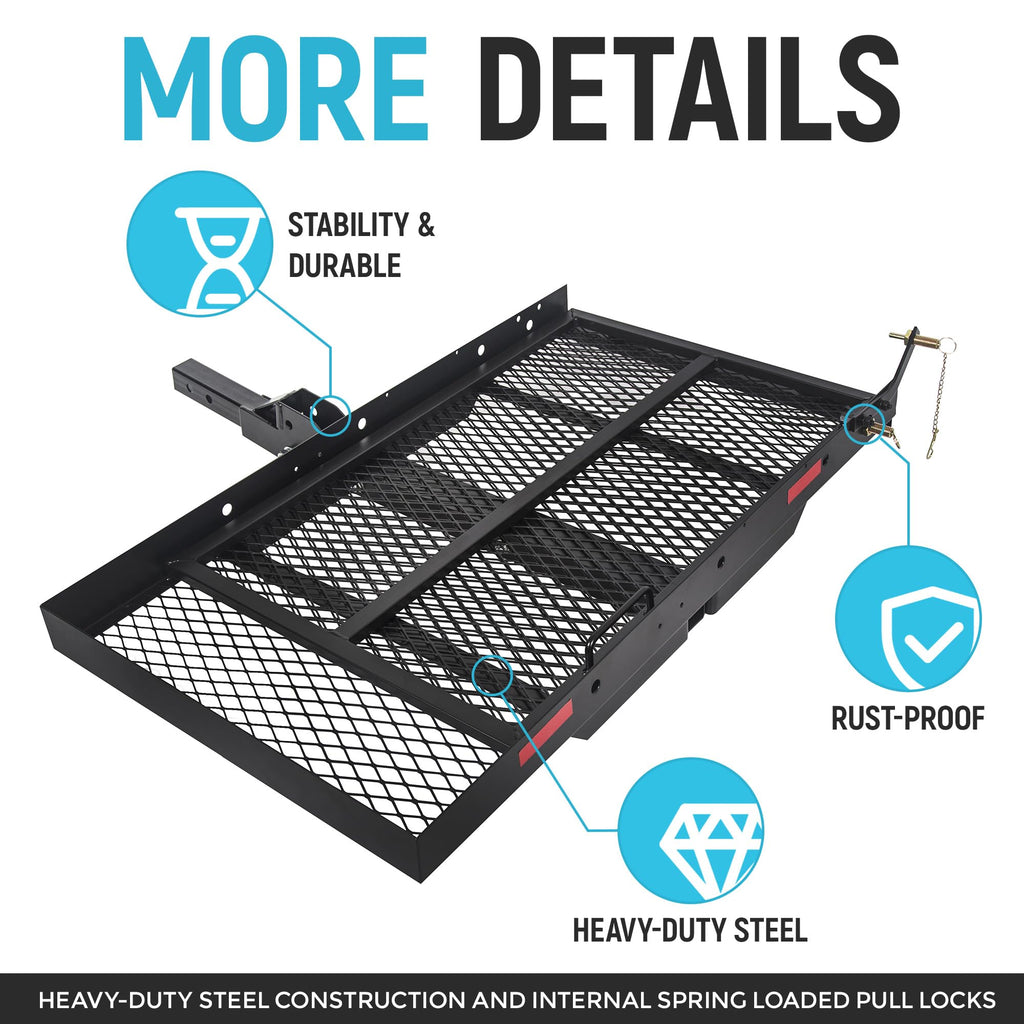 46.2 X 26.8 X 38.7 Inch Foldable Hitch Cargo Carrier with Ramp 500 Lbs O79947