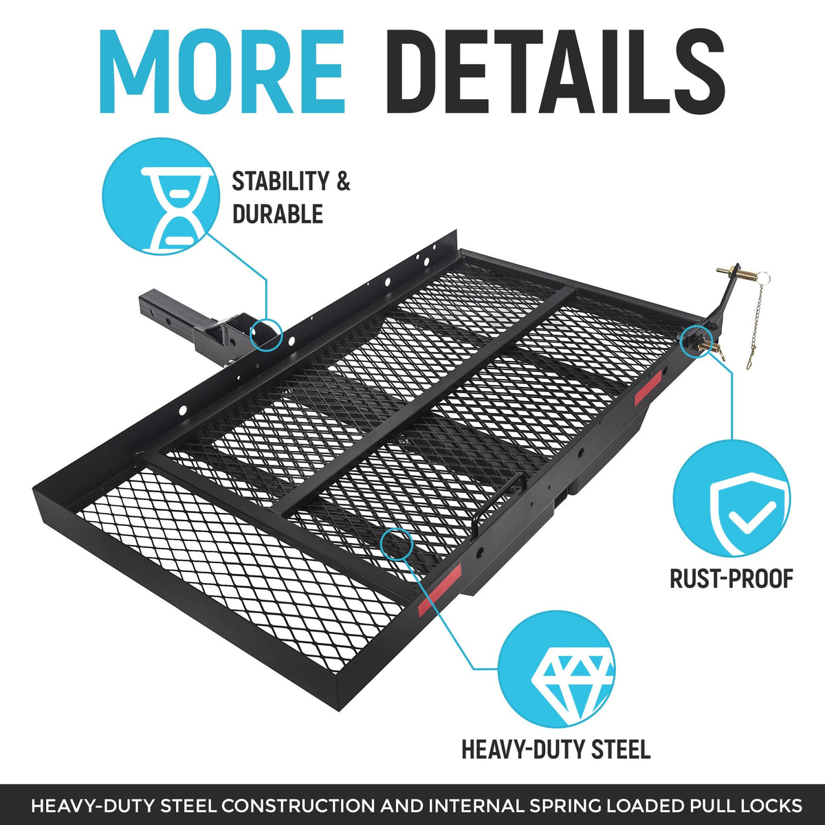 46.2 X 26.8 X 38.7 Inch Foldable Hitch Cargo Carrier with Ramp 500 Lbs O79947