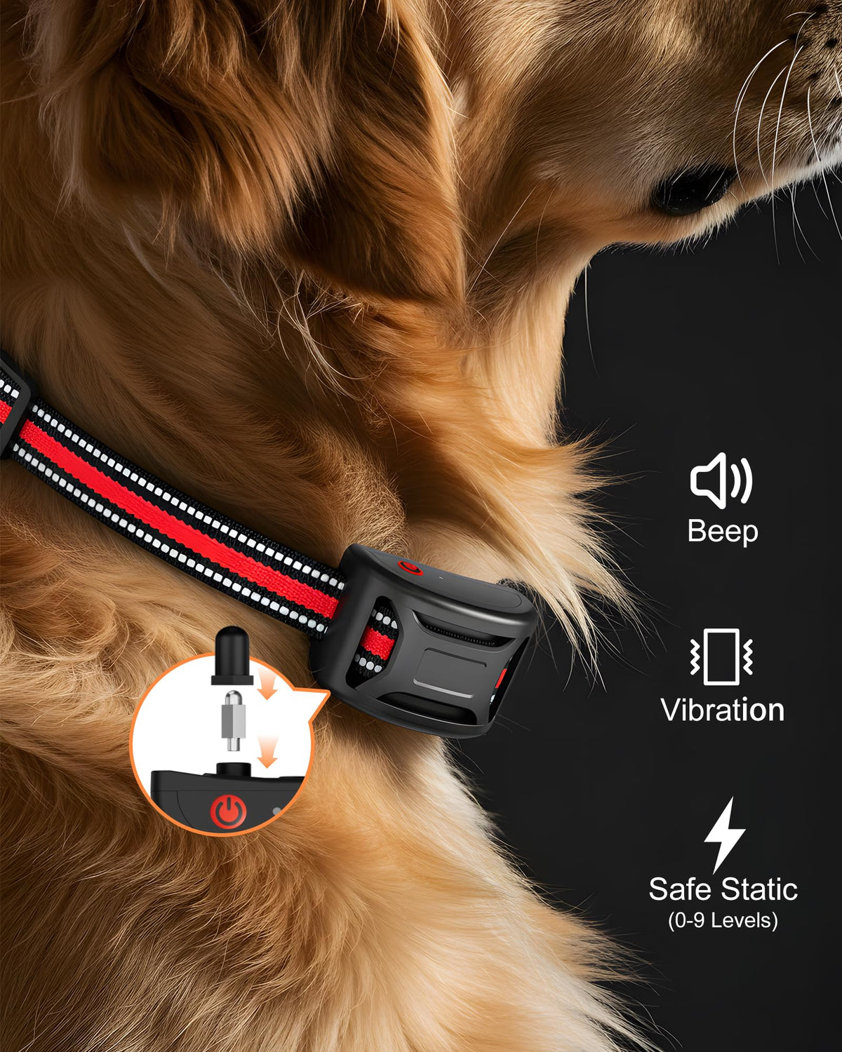 Wireless Dog Fence System 2-in-1 Pet Containment Training Collar IPX6 Waterproof Rechargeable Black Red C278