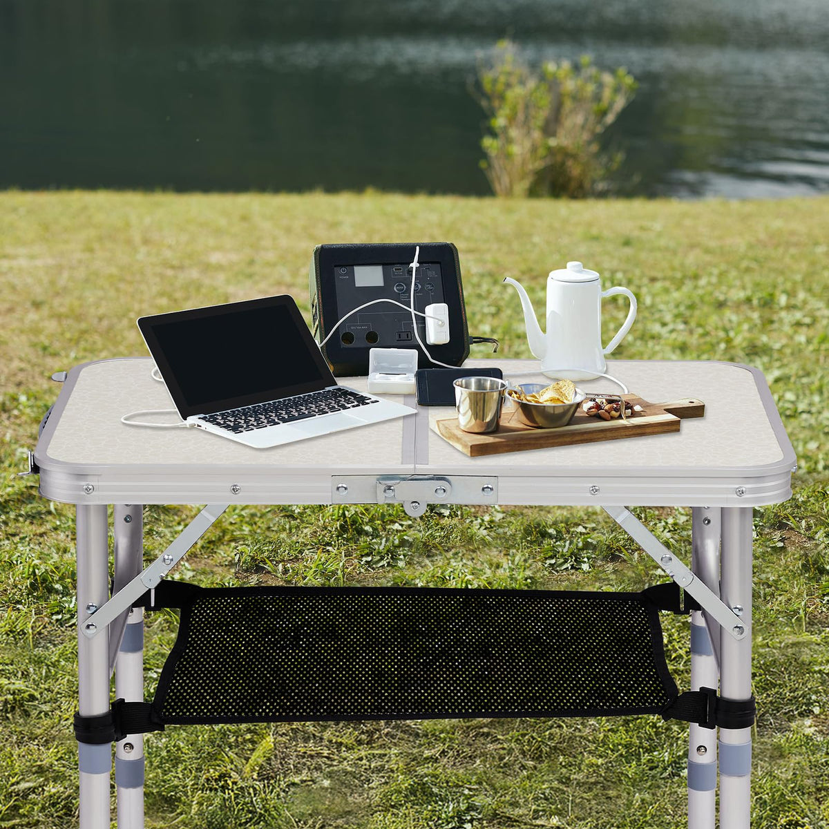 2ft Adjustable Aluminum Folding Camping Table with Carry Handle N156246