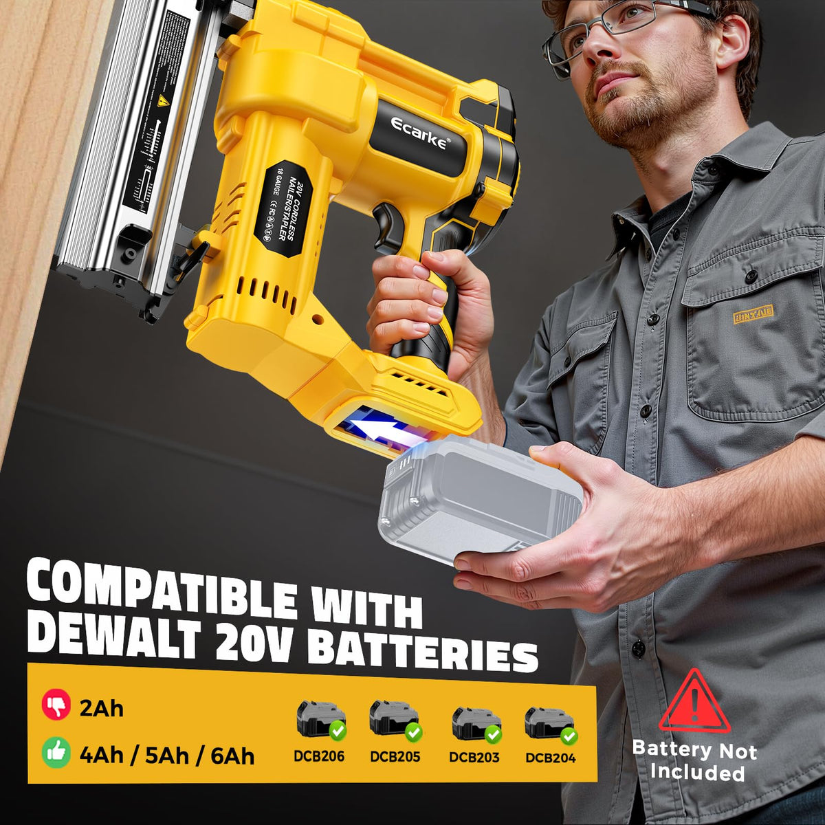 Cordless 2 in 1 Electric Nail Gun Staple Gun with 18GA Nails N809908