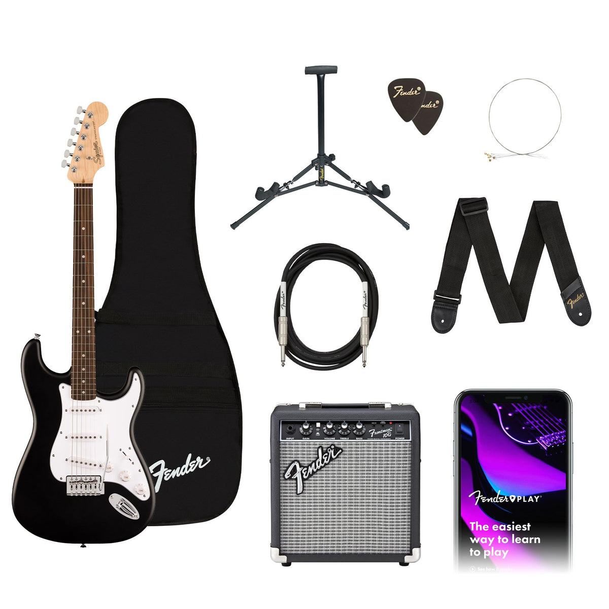 Black Electric Guitar Kit with Amp and Gig Bag O996640